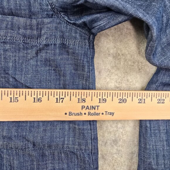 Ann Taylor LOFT Button-Up Blue Chambray Long Sleeve Shirt XS Cotton Softened - Picture 7 of 7